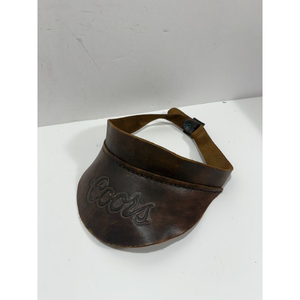 Vintage Coors Beer‎ Visor All Leather Adjustable Buckle Brown See Pictures